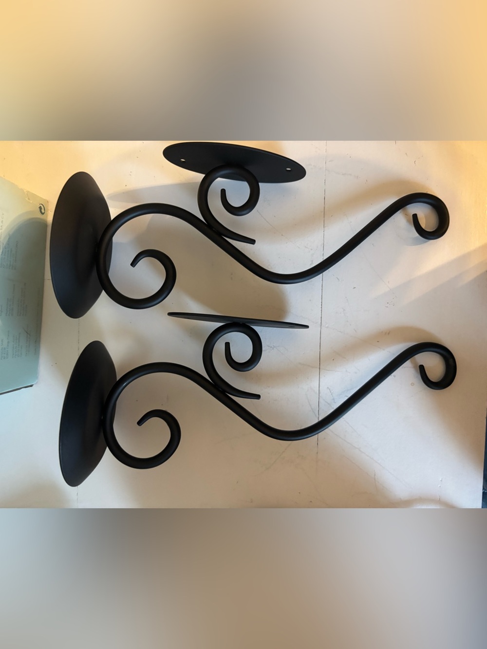 Vintage PartyLite Black Wrought Iron Scrollwork Candle Wall Sconces - Set of 2